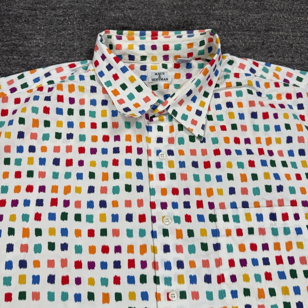 Maus & Hoffman Shirt Men XXL 2XL Geometric Colorful Short Sleeve Rainbow USA